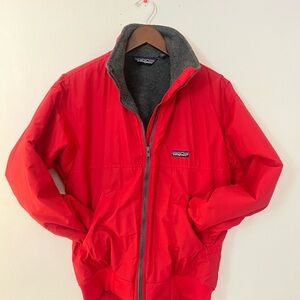 Vintage Patagonia Fleece Lined Bomber Jacket Size Small Red grey  Made in USA